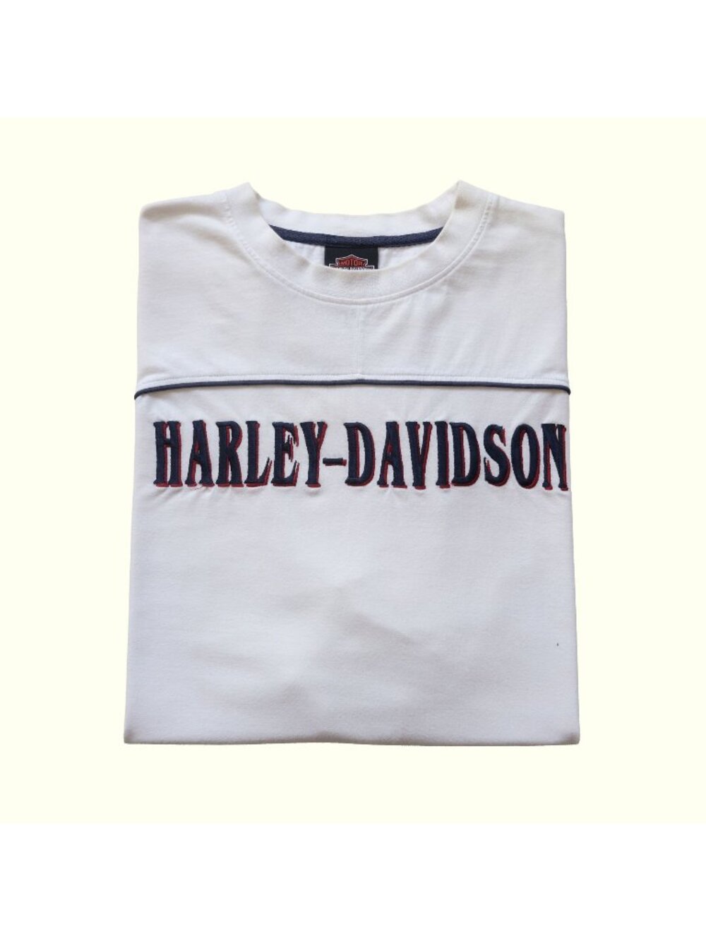 HARLEY-DAVIDSON MOTORCYCLE VTG 90s 00s RETRO GRAPHIC EMBROIDERED WHITE T SHIRT L